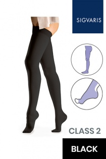 Sigvaris Essential Comfortable Unisex Class 2 Black Compression Tights with Open Toe